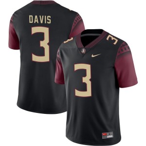 Kam Davis Noles Mens #3 College Football Limited Jerseys - Black 131348-603