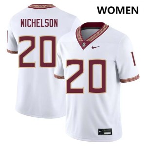 Blake Nichelson Florida State Seminoles Women Player #20 College Football Jerseys - White 238315-988