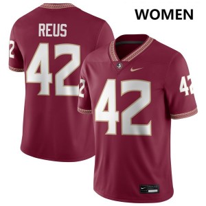 Brunno Reus FSU Seminoles #42 Women's Game College Football Jerseys - Garnet 630582-810