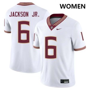 Darrell Jackson Jr. FSU College Football Stitched #6 Women Jerseys - White 399976-509