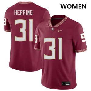 Elijah Herring Noles Stitched #31 Women's College Football Jerseys - Garnet 144183-300