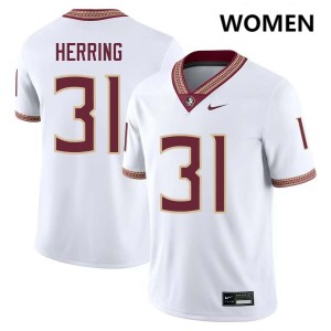 Elijah Herring Florida State College Football #31 Women Replica Jersey - White 966196-797