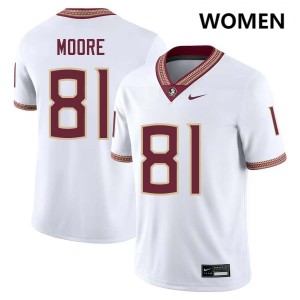 Elijah Moore FSU Seminoles #81 Stitched Women's College Football Jerseys - White 158082-415