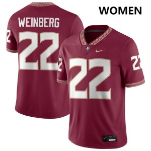Jake Weinberg FSU Seminoles Women's #22 NCAA College Football Jerseys - Garnet 533061-757