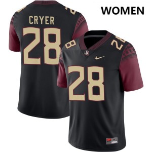 Justin Cryer Noles #28 High School Womens College Football Jersey - Black 669588-361