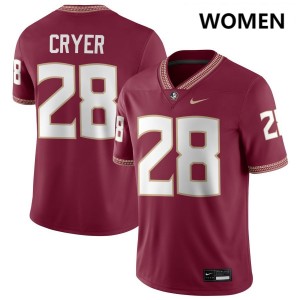 Justin Cryer Seminoles Official Womens #28 College Football Jersey - Garnet 703341-413