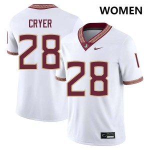 Justin Cryer FSU College Football University #28 Womens Jerseys - White 979691-439