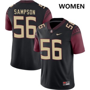 KJ Sampson Seminoles #56 Womens College Football Stitched Jerseys - Black 933080-120