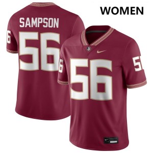 KJ Sampson Florida State Seminoles #56 Replica Womens College Football Jerseys - Garnet 678335-593
