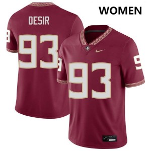 Mandrell Desir Seminoles Womens College Football #93 Alumni Jerseys - Garnet 817338-622
