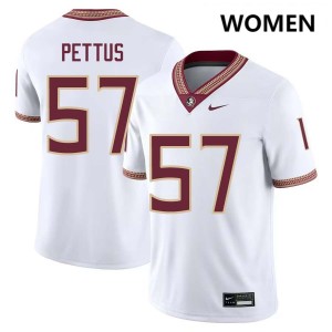 Micah Pettus Seminoles Stitched College Football Womens #57 Jerseys - White 947466-851