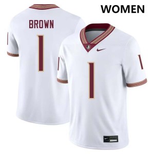 Shyheim Brown Florida State #1 Embroidery Womens College Football Jersey - White 680652-856