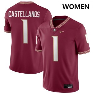 Tommy Castellanos Florida State College Football Official #1 Women's Jerseys - Garnet 314201-408