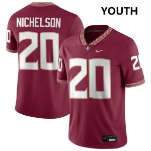 Blake Nichelson Florida State #20 Official Youth College Football Jerseys - Garnet 116130-410