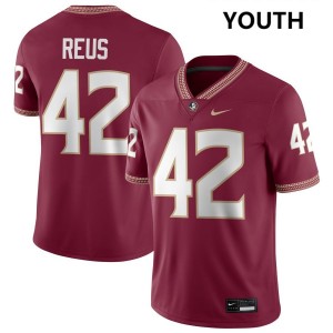 Brunno Reus Seminoles #42 Youth College Football Alumni Jersey - Garnet 115088-461