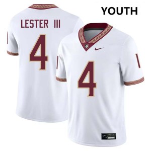 Charles Lester III FSU Youth Stitched #4 College Football Jersey - White 288451-355
