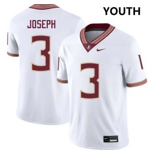 Edwin Joseph Florida State #3 College Football Youth Stitched Jersey - White 351328-245