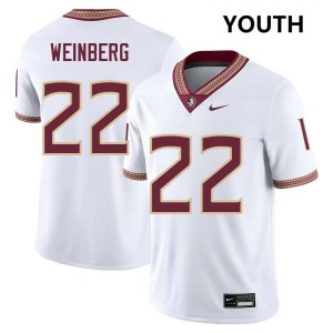 Jake Weinberg Florida State Seminoles College Football Embroidery Youth #22 Jerseys - White 240589-640