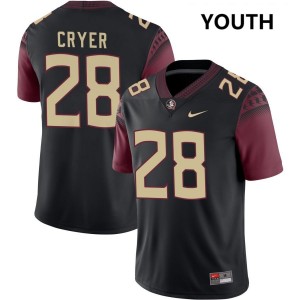 Justin Cryer Florida State Youth #28 College Football Embroidery Jerseys - Black 458307-317