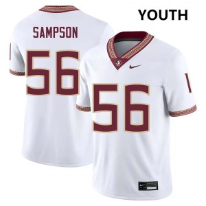 KJ Sampson Florida State Seminoles College Football #56 Player Youth Jerseys - White 914241-857