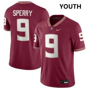 Kevin Sperry Florida State University #9 College Football Youth Jersey - Garnet 877954-187