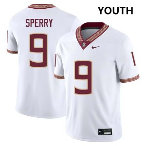 Kevin Sperry FSU College Football #9 Game Youth Jerseys - White 489940-814