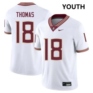 Landen Thomas Florida State #18 Youth College Football Embroidery Jersey - White 797637-547