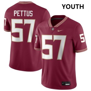 Micah Pettus FSU Seminoles College Football Game Youth #57 Jerseys - Garnet 907001-306