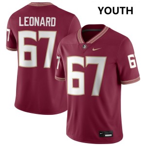 Richie Leonard IV FSU College Football Youth #67 High School Jerseys - Garnet 443451-205