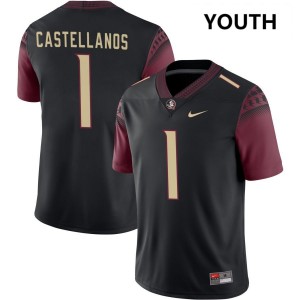 Tommy Castellanos FSU Seminoles Stitched #1 College Football Youth Jerseys - Black 307263-309